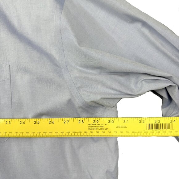 Gold Label ROUNDTREE & YORKE Light Blue Non‑Iron Pinpoint Cotton Oxford Shirt - Picture 8 of 10